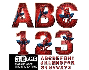 Alfabeto dei cartoni animati del ragno Png Design Spider Hero Letters Png Font Party Letters Hero Alphabet Png