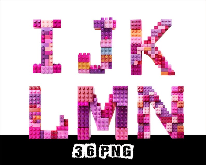 3D Brick LEG Girl Alphabet Png Design Party Letters Alphabet Png - Etsy