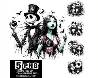 Jack und Sally Design 5 PNG Halloween Nightmare Jack Png Splash und Aquarell Hochauflösende Png Design