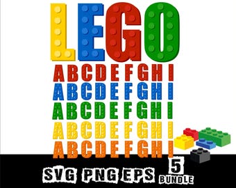 Lot de 5 couleurs brique JAMBE alphabet Png Svg Eps Design fête lettres alphabet enfants puzzle police