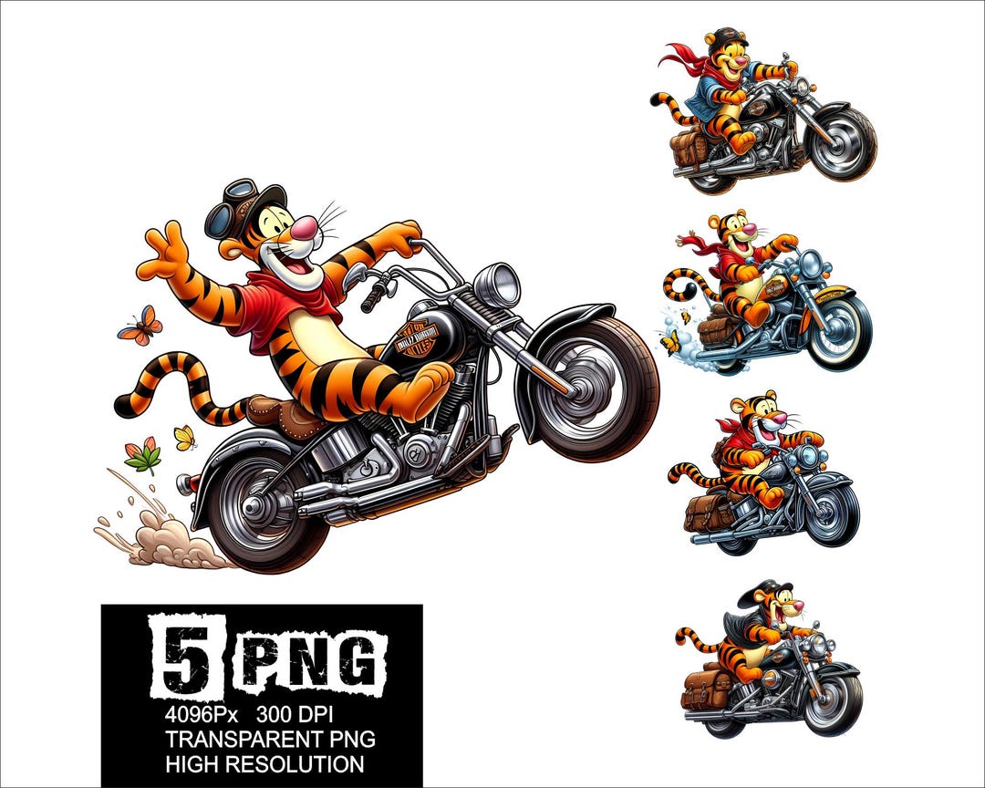 Motorcycle Riders Pooh Tigger Motorcycle Design 5 PNG Tiger Clipart High Resolution Png Design ...