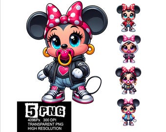 Baby Minnie Streetwear Design 5 PNG Minnie Clipart High Resolution Png Design Mouse Baby Girl Png