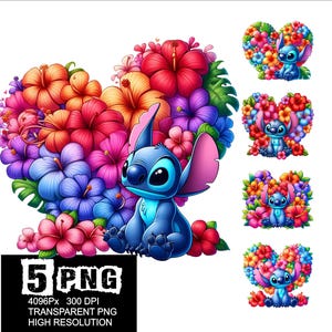 Stitch Flowers Heart Design 5 PNG Stitch Clipart High Resolution Png Design Heart Love Stitch Png