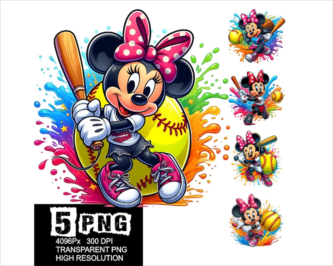 Minnie Softball Girl Design 5 PNG Minnie Splash High Resolution Png