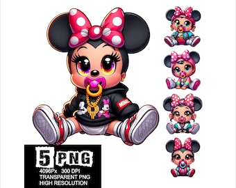 Baby Minnie Streetwear Design 5 PNG Minnie Clipart High Resolution Png Design Mouse Baby Girl Png