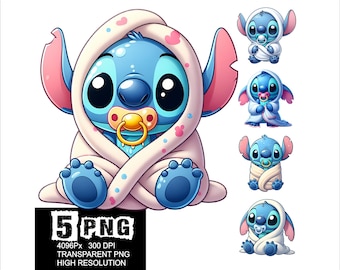 Babysteekontwerp 5 png-steekillustraties png-ontwerp met hoge resolutie Stitch Baby