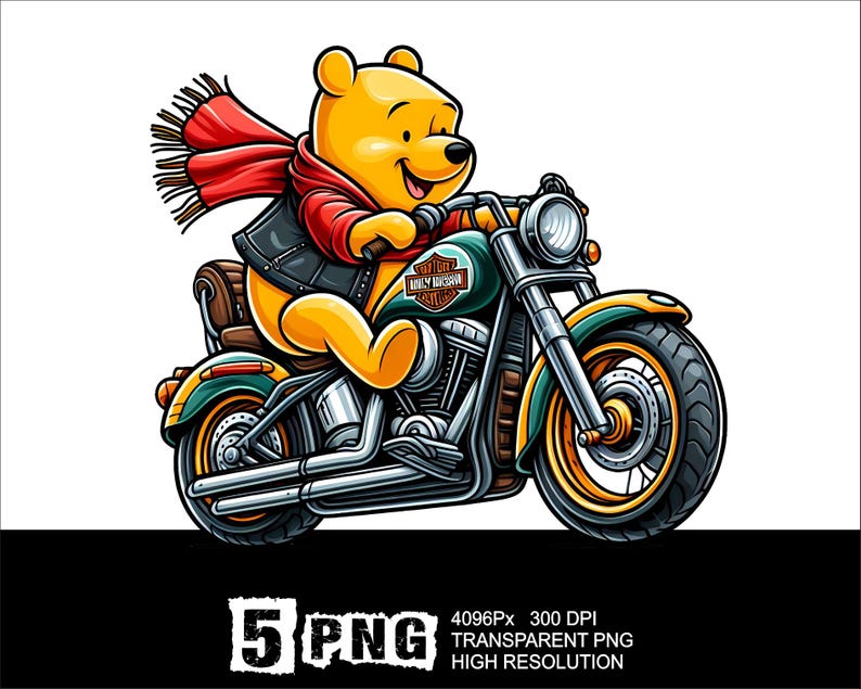 Motorcycle Riders Pooh Pooh Motorcycle Design 5 PNG Winnie Clipart High Resolution Png Design ...