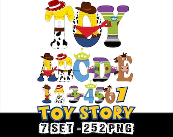Toy Story alfabetet bokstäver 7 set Toy Story klotter typsnitt png alfabetet bokstav barn fest bokstäver png V1