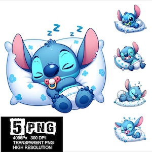 Sleeping Baby Stitch Design 5 PNG Stitch Clipart High Resolution Png Design Stitch Baby