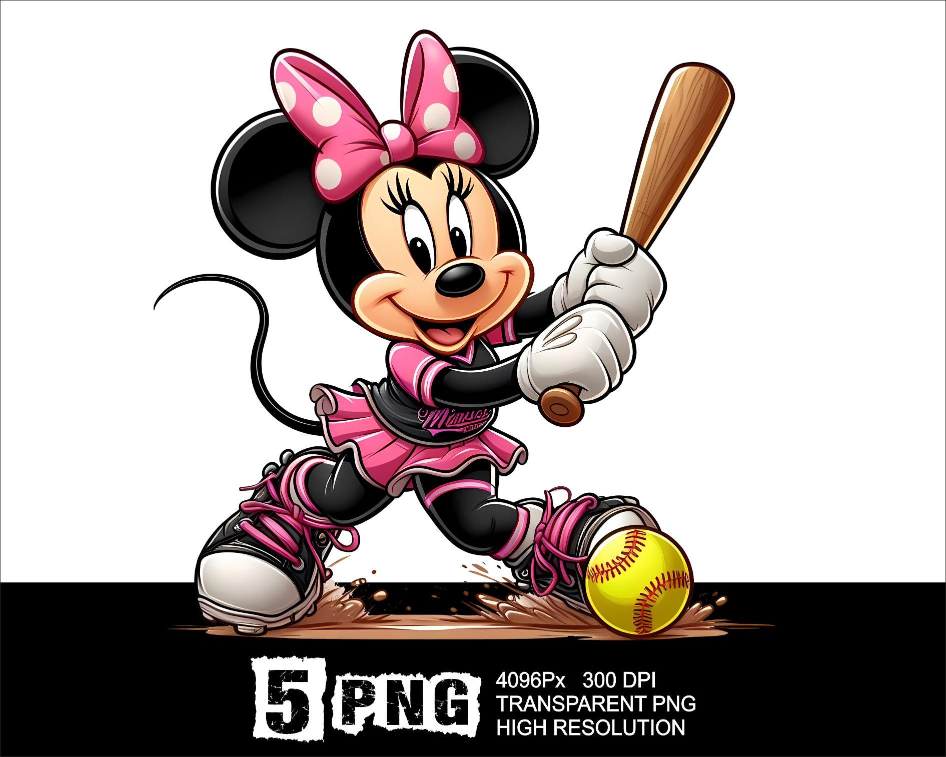 Minnie Softball Girl Design 5 PNG Minnie Clipart High Resolution Png