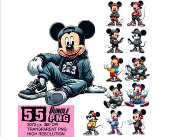 BUNDLE Mickey Streetwear 55 Png Mouse Design Mickey PNG Alta Resolução Png Design Mouse StreetWear Png