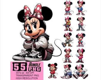 BUNDLE Minnie Streetwear 55 Png Minnie Girl Design Minnie PNG High Resolution Png Design Girl Mouse StreetWear Png