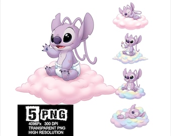 Engel babysteekontwerp 5 png-steken clipart steek met hoge resolutie babymeisje
