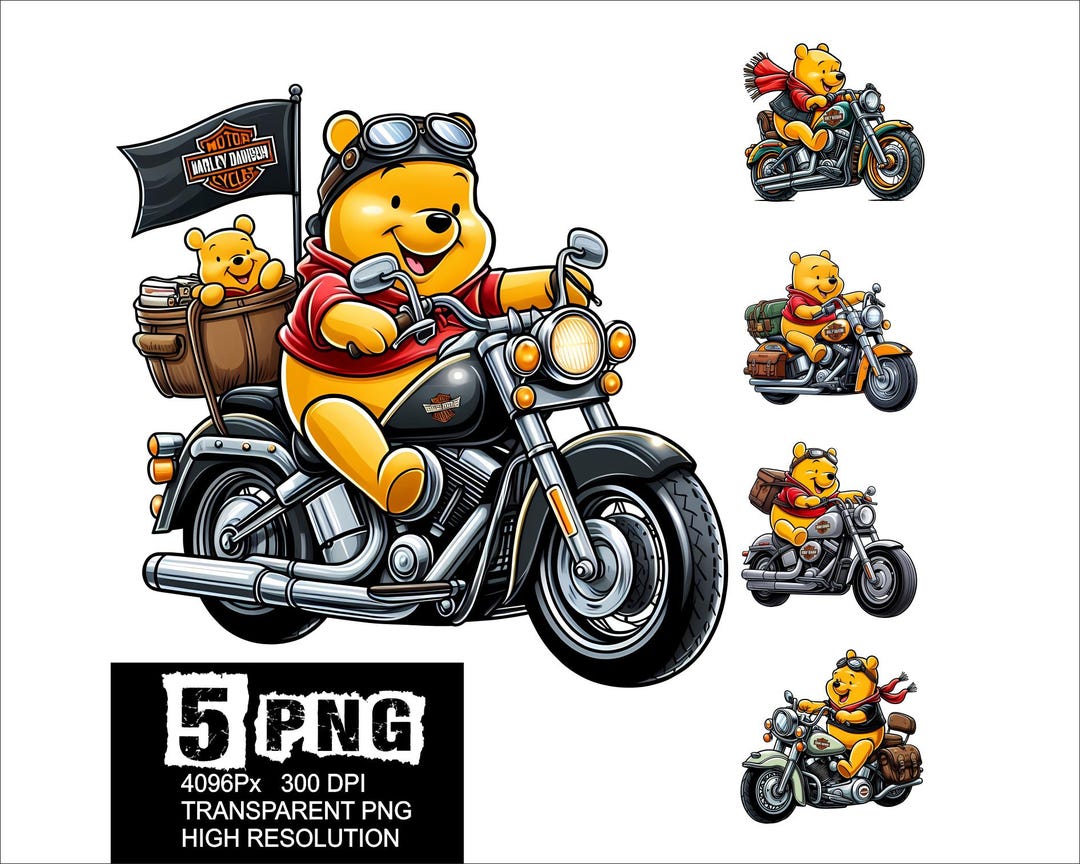 プーさんのバイクデザイン 5 PNG くまのクリップアート 高解像度 PNG