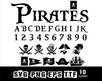 Cartoon Pirates Font Svg Carrabian Alphabet Svg font for Cricut Svg Png Eps TTF font and Clipart