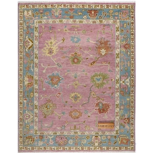 Blush Pink Wool Oushak Rug, Hand-Knotted Persian Style