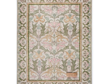 Pastell Floral Oushak Teppich: Handgeknüpfter Wollteppich | Blush Pink & Grün Türkischer Oushak Teppich | 200x300 Moderner Teppich für Wohnzimmer