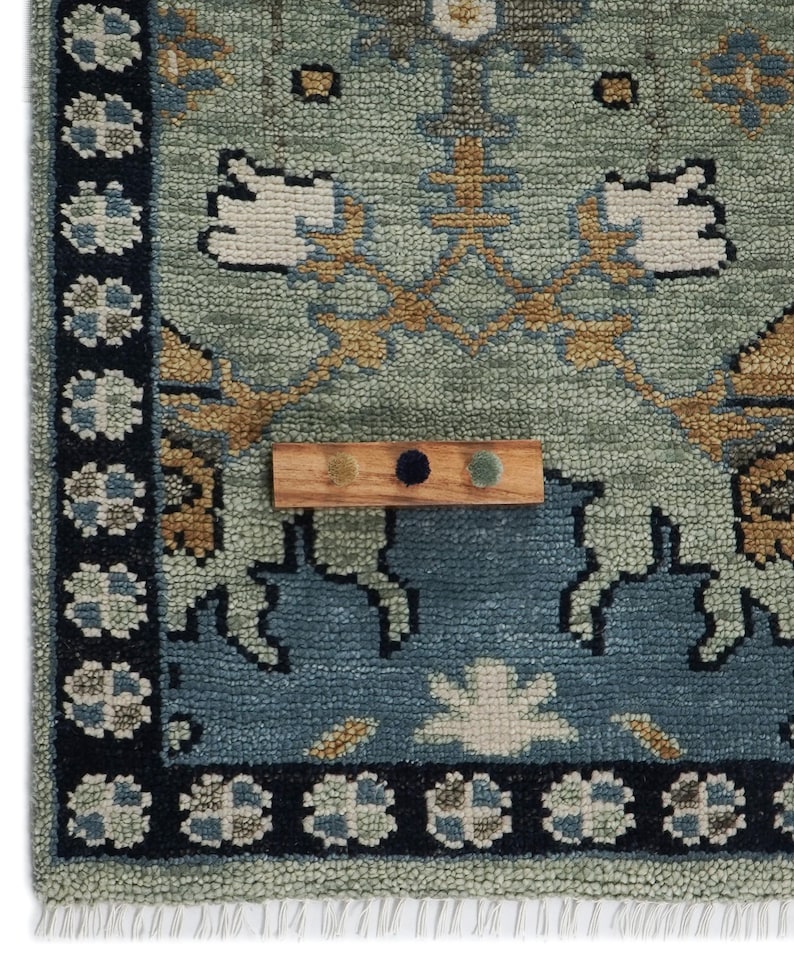Alfombra Oushak vintage en color rojo óxido: alfombra turca de aspecto antiguo anudada a mano, estilo bohemio, para sala de estar, de Donegal, de 8 x 10 pulgadas, disponible en todos los tamaños. imagen 11