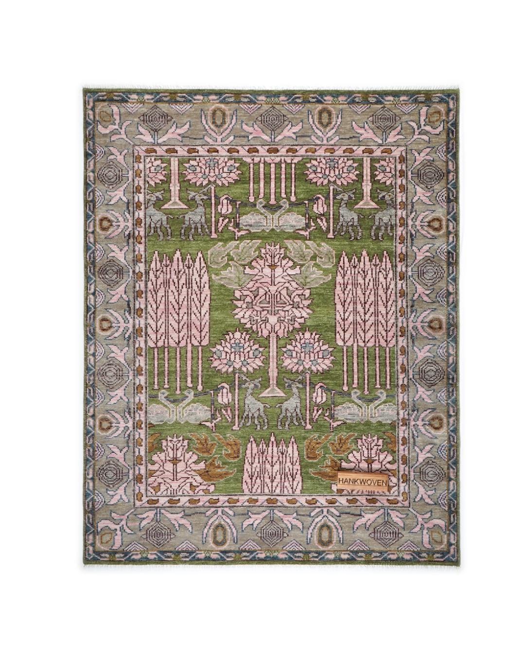 Grand Tapis Persan Sarough Fait Main - 172x112 Cm - Motifs Fleurs