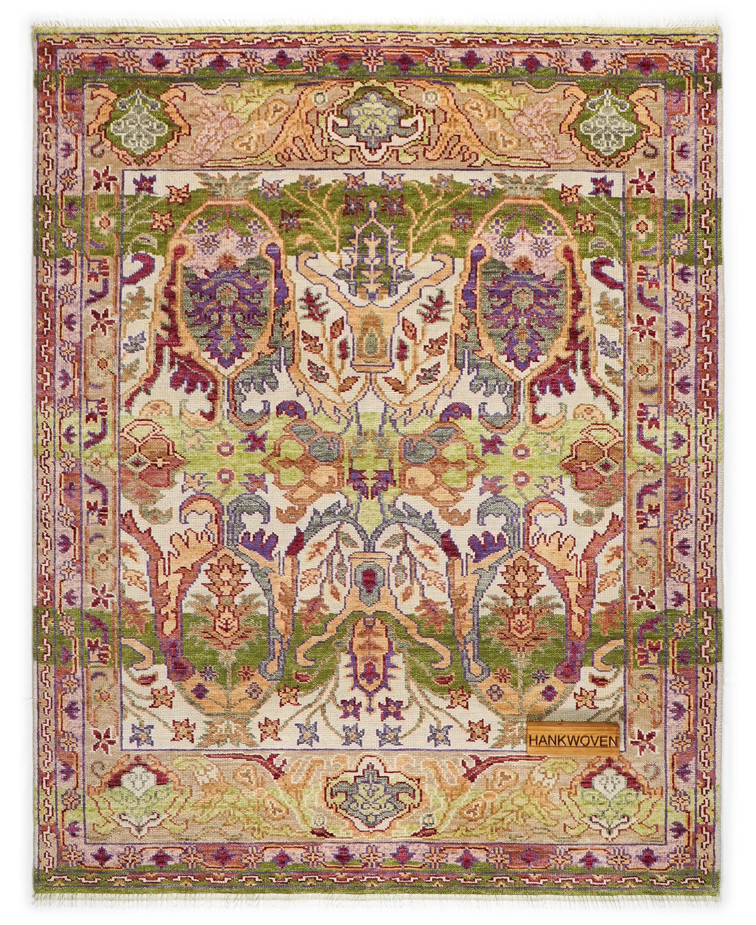 Hand Knotted Wool Rug, Vintage Inspired William Morris Botanical