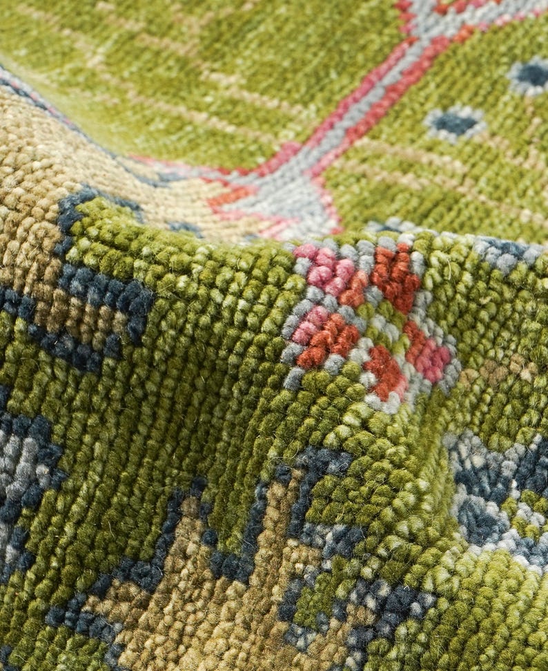 Alfombra Oushak vintage en color rojo óxido: alfombra turca de aspecto antiguo anudada a mano, estilo bohemio, para sala de estar, de Donegal, de 8 x 10 pulgadas, disponible en todos los tamaños. imagen 15