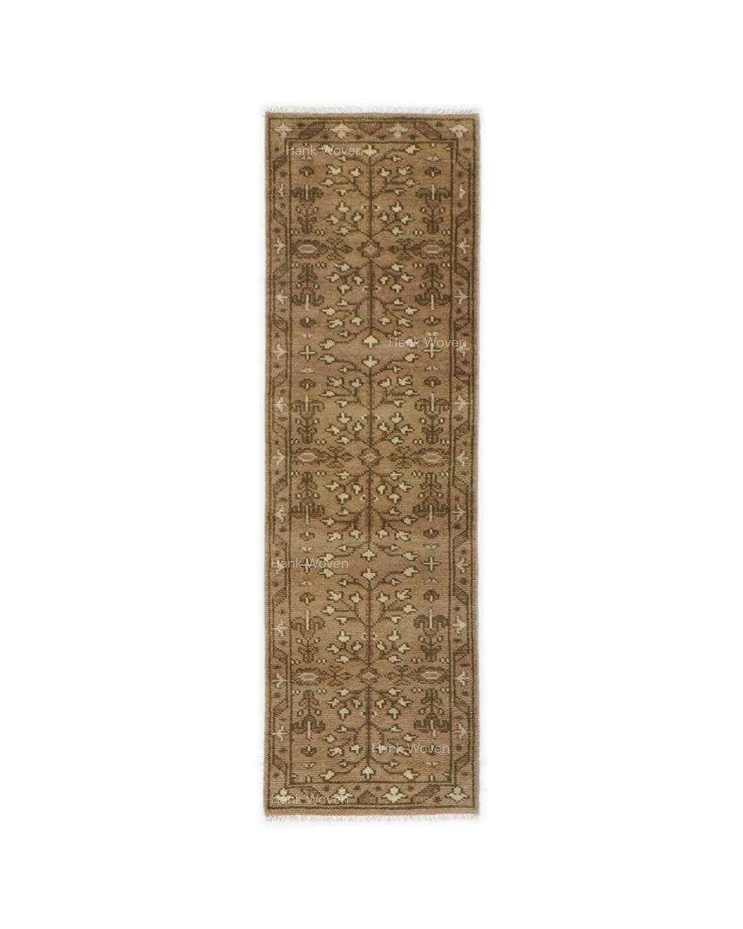 Earthy Fun Runner Rug Neutral Brown Custom Runner Rug: Hand Knotted Earthy Tone Rug Turkish ...