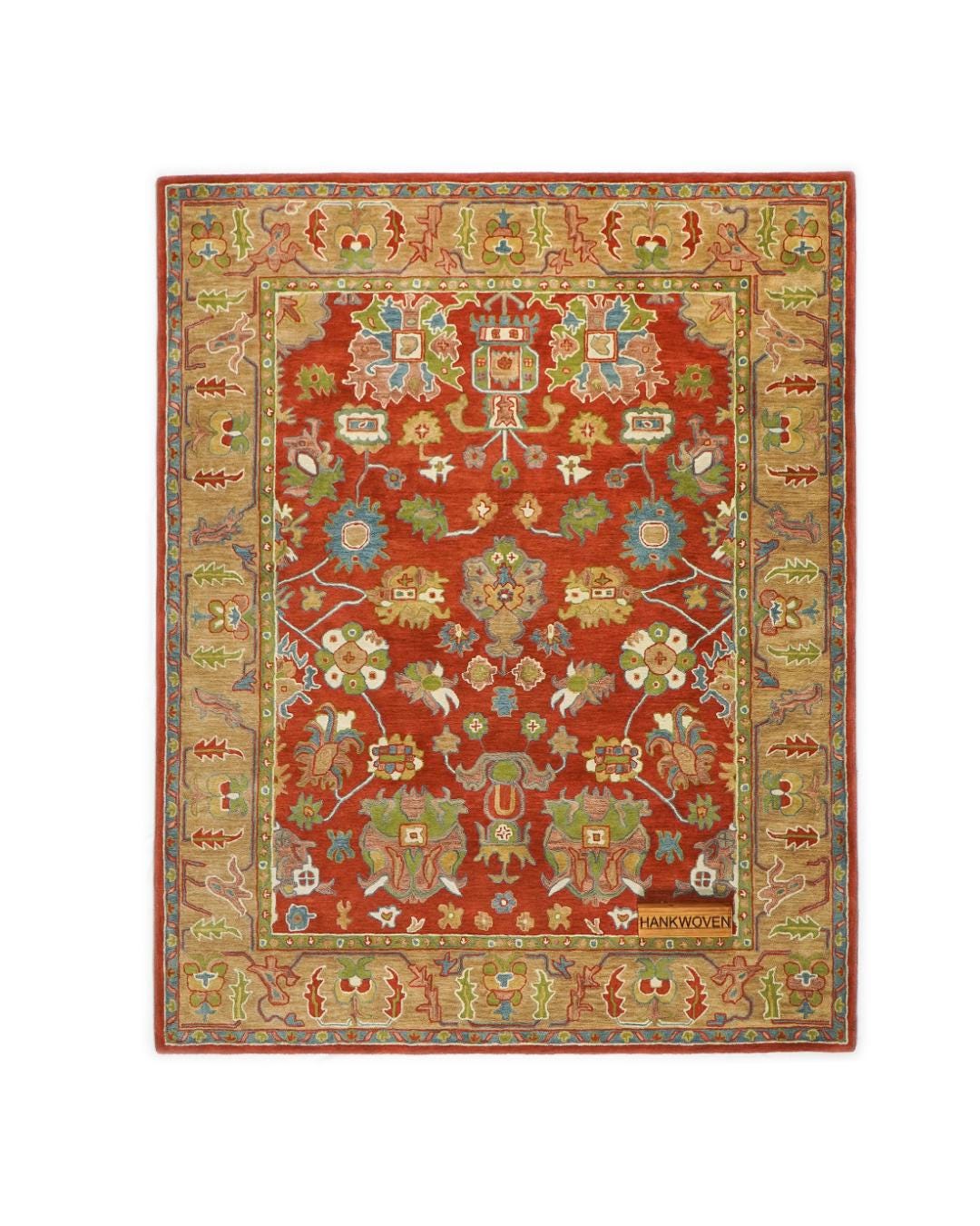 Large Red Loop Wool Rug Red Antique Wool Rug: Hand Tufted Traditional Area Rug for Living Room ...