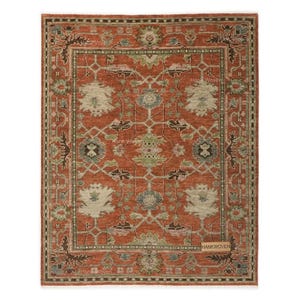 Rust Vintage Look Chaining Donegal Arts & Craft Hand Knotted Oushak Area Rug Handmade Soft Wool Rug Living Room Dining Room Rug in All Sizes