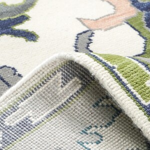 Ivory Blue Green Oushak Rug, Handmade Wool Area Rug, Traditional Turkish Design Modern Rug, 8x10 Rug for Living Room, All Custom Sizes image 6