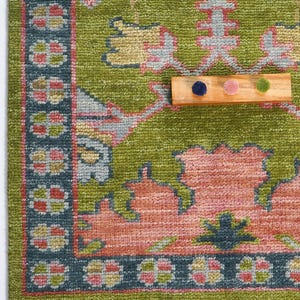 Alfombra Oushak vintage en color rojo óxido: alfombra turca de aspecto antiguo anudada a mano, estilo bohemio, para sala de estar, de Donegal, de 8 x 10 pulgadas, disponible en todos los tamaños. imagen 14