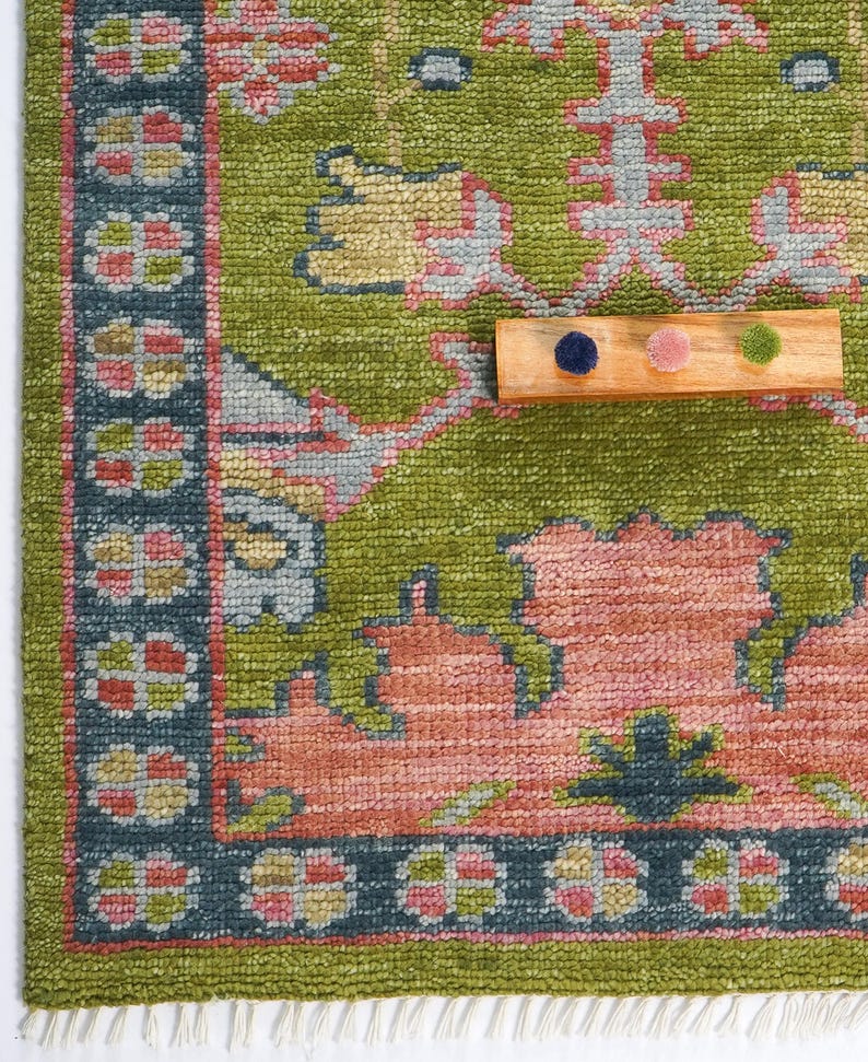 Alfombra Oushak vintage en color rojo óxido: alfombra turca de aspecto antiguo anudada a mano, estilo bohemio, para sala de estar, de Donegal, de 8 x 10 pulgadas, disponible en todos los tamaños. imagen 14