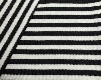 Black & White Stripe Printed Fabric by the Yard, ribbed cotton, jersey, rayon, crafts