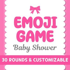 Virtual Baby Shower Emoji Game for Girl, Editable PowerPoint template, Zoom Online Games, Pink Bow Party Theme, Digital Download, Fun