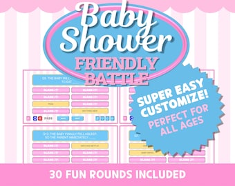 Editable Baby Shower PowerPoint Game, Friendly Party, Gender Reveal (Digital Download)