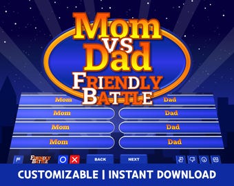 Customizable Mother's Day Friendly Battle PowerPoint Template, Father's day Family Night