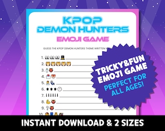Emoji Game Kpop Demon Hunters Printable Party Games - Birthday Classroom Activity, KPDH School Worksheets, hunterween Quiz Sheets