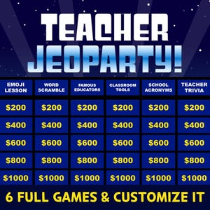 Editable Teacher Jeopardy Game - Teacher Appreciation Trivia, Fun End of Year Game, Back to School Staff Party - Virtual games, Zoom games