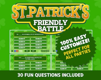 Editable St Patrick's day PowerPoint Game, Family Friendly Trivia for Office, Zoom, Team Party, Coworker, Virtual