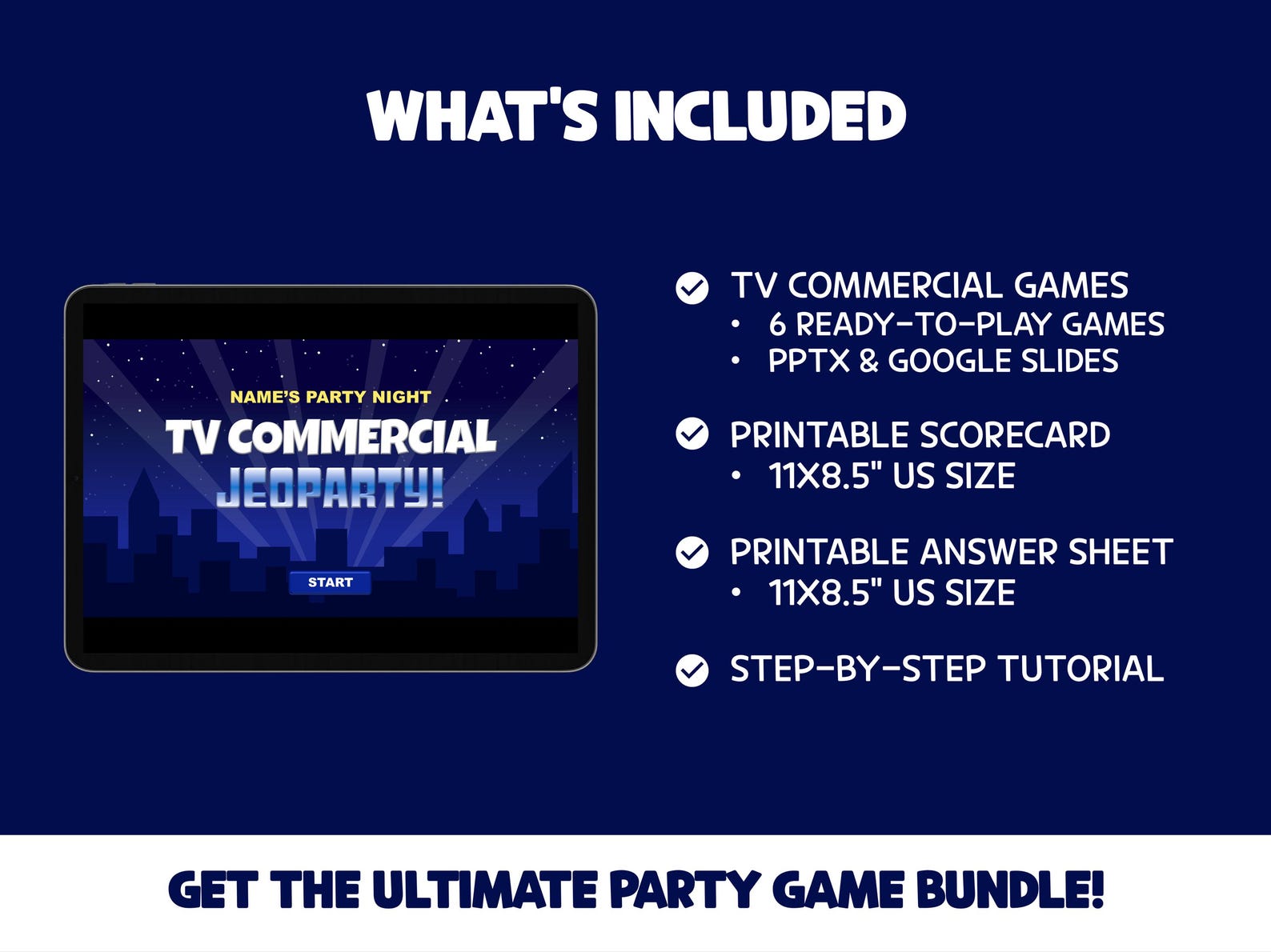 Editable TV Commercial Trivia Jeopardy Game, Family Night Office Party ...