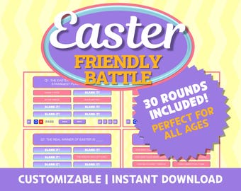 Spring Easter PowerPoint Friendly Battle Game for Family, Team, work, Classroom, Office, Party, Virtual, Digital, All ages