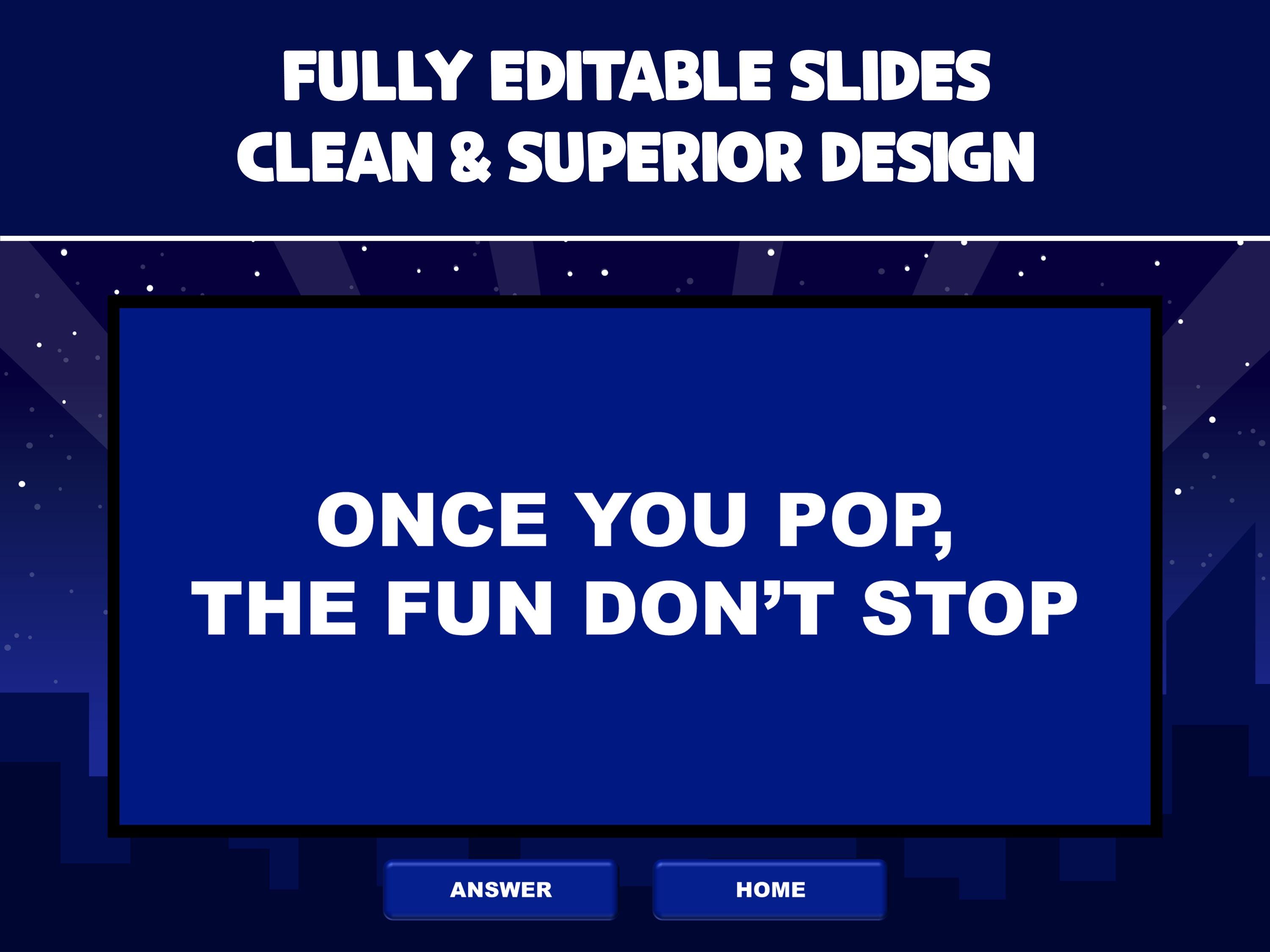 Editable TV Commercial Trivia Jeopardy Game, Family Night Office Party ...