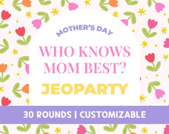 Editable Mother's day Jeoparty PowerPoint Game for Family, Birthday, Virtual, Senior, Who Knows Mom Best, Moms Day Activity, Quiz Slide Show