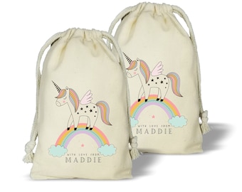 Unicorn Birthday Party Favor Bags, Set of 10 Custom Favor Bags, Rainbows and Unicorns Party Theme, Magical Unicorn Favors, Girl Birthday bag