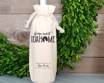 IdaHOME New home Wine Bag - House Wine - Thank you gift - Closing Gift - Realtor Gift - Wine Favor Bag - Personalized Favor Bags