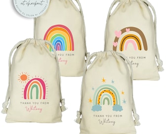 Modern Rainbow Party Favor Bags, Bohemian Art Party Favors, Custom Rainbow Party Decor, Custom Rainbow Party Bag, Rainbow bag, Rainbow Party