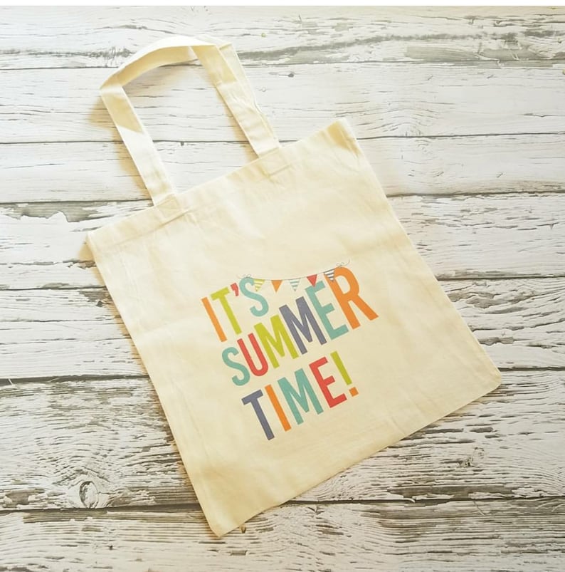 personalize if needed 14x15 cotton tote thank you bag IT/'S SUMMERTIME tote
