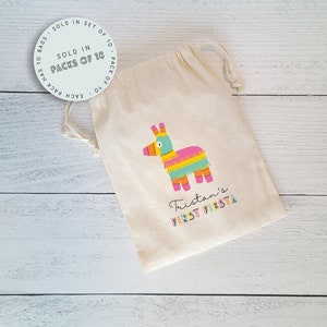 PINATA Party Favor Bags, Personalized Favor Bags, Set of 10 Birthday Favor Bags, Fiesta Favors, Pinata Candy Bags, Cinco De Mayo Party Bags image 3