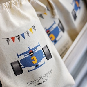 Racecar Favor Bags, Race Car Party Theme, Too Fast Race Car Bags, Personalized Racing Favor Bags, Race Car Favors, Indy Car, Race Track