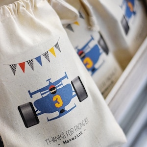 RACECAR - Personalized Favor Bags - Set of 10 - Birthday - racing - nascar - cars - boy or girl RACE car - party favor bags