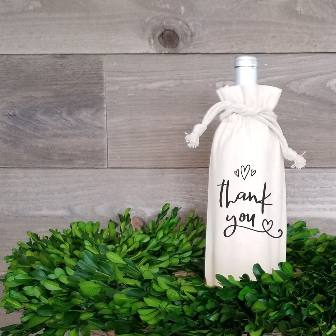 THANK YOU Wedding Favor Wine Bottle Bag Personalized Favor Bags Wedding